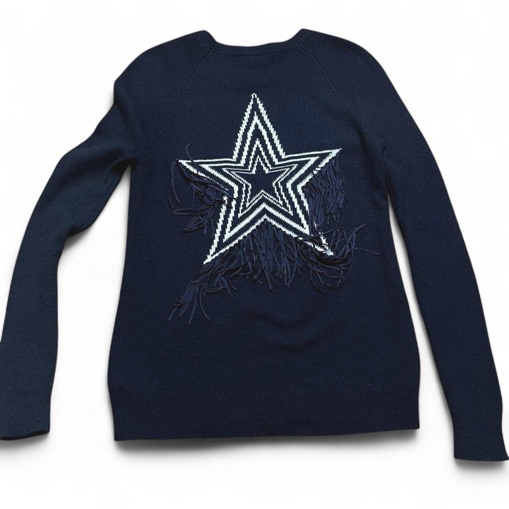 Rebecca Minkoff tasseled fringe star wool blend pullover knit sweater black S